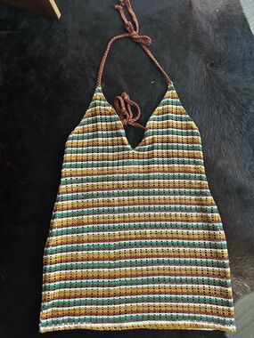 Wild Fable Striped Crochet Swim Cover Up Size Medium EUC